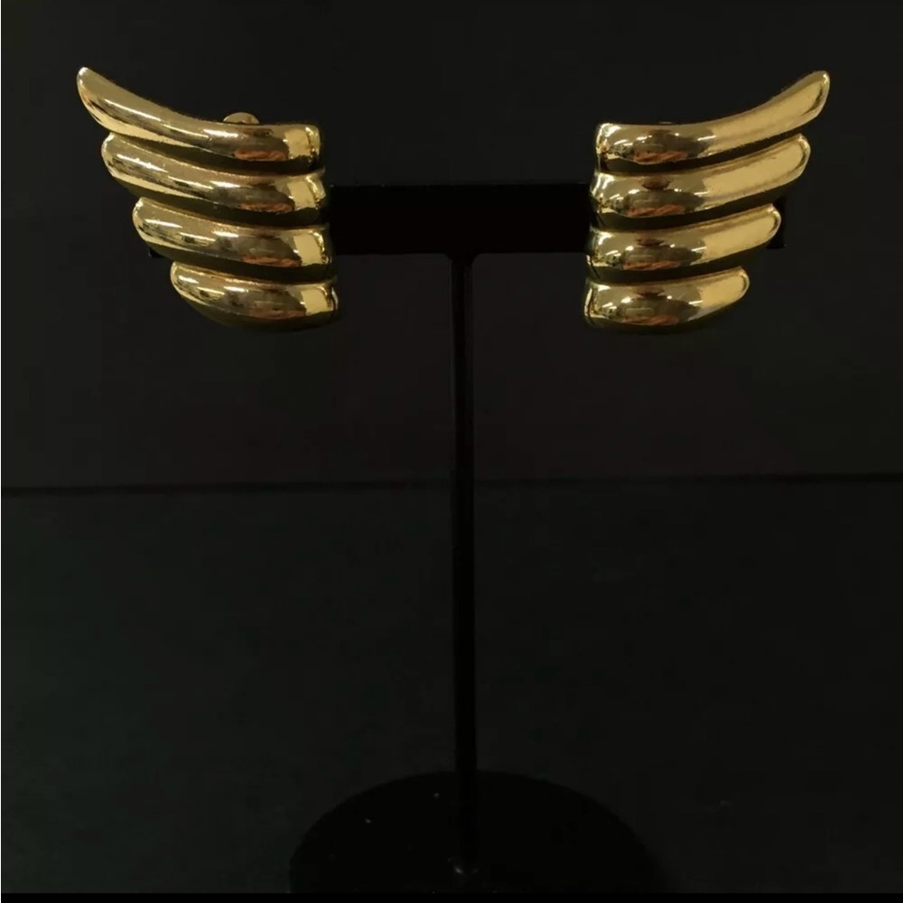 Authentic vintage Givenchy Gold Wing-Shaped Earrings